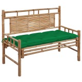 Cumpara ieftin Banca de gradina cu perna, 120 cm, bambus