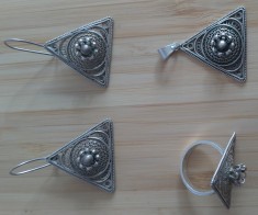 Set Cercei + Inel + Pandativ,, model Vintage deosebit, din Argint foto