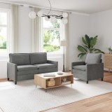 vidaXL Set de canapea 2 pcs Gri &icirc;nchis Catifea 3417068