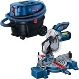 Bosch GCM 254 + GAS 12-25 PL - Fierastrau circular stationar 1750 W 254x30 mm ghidaj laser + Aspirator umed-uscat 1250 W 200 mbar 25 l priza scule ele