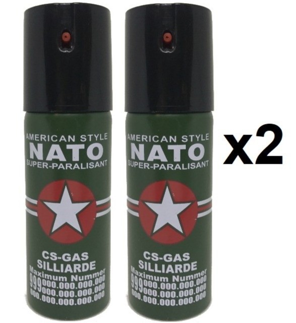2 spray NATO paralizant de buzunar cu piper pentru autoaparare