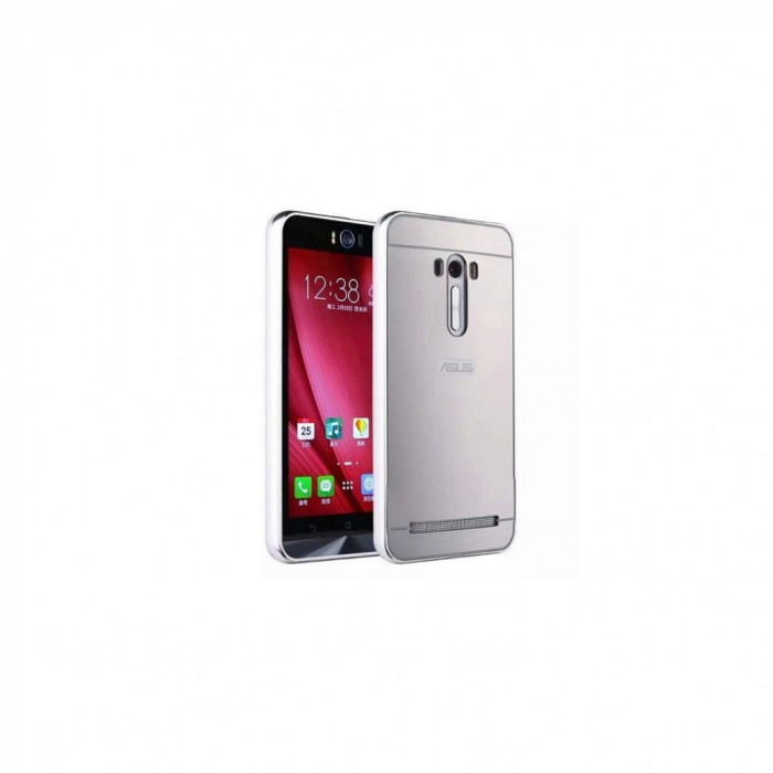 Husa Bumper Aluminiu Mirror Argintiu Iberry Pentru Asus ZenFone 2 Laser 5.0 ZE500KL