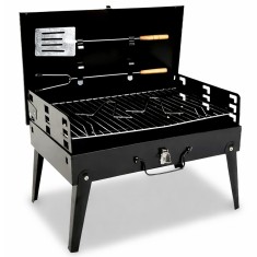 Gratar portabil pliabil tip valiza pentru camping, cu accesorii de gratar incluse, 45x30x30 cm Household NewTrend