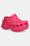 Crocs papuci Classic Bae Clog W femei, culoarea roz, cu platforma, 206302.6ZQ