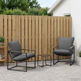 vidaXL Set de canapele pentru grădină 3 pcs Negru și antracit Oțel 42025093