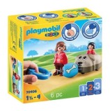 Cumpara ieftin Playmobil 1.2.3, Mama si fetita cu masinuta catel