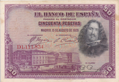 SPANIA 50 pesetas 1928 VF+!!! foto