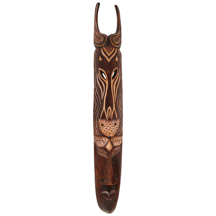 Masca din lemn cu tematica africata Tribal Hunter, XXL