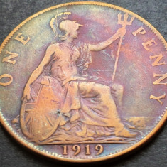 Moneda 1 (ONE) PENNY- MAREA BRITANIE, anul 1919 * cod 4085 = detalii clare