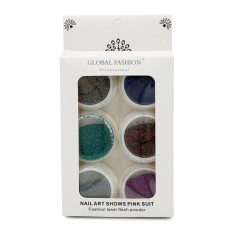 Decor de unghii Global Fashion, sclipici, set, 6 buc