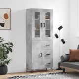 vidaXL Dulap &icirc;nalt, gri beton, 69,5x34x180, lemn compozit