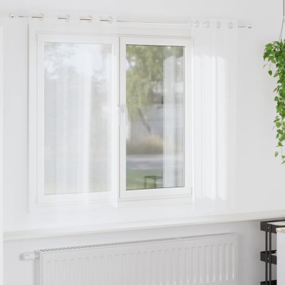 Perdele cu perdele 2 pcs Alb 140 x 175 cm Poliester foto