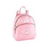 Cumpara ieftin Rucsac piele ecologica alba roz cm 18 x 9 x 21 H