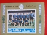 AJMAN, FOTBAL - COLIȚĂ IMPERF. MNH, Nestampilat