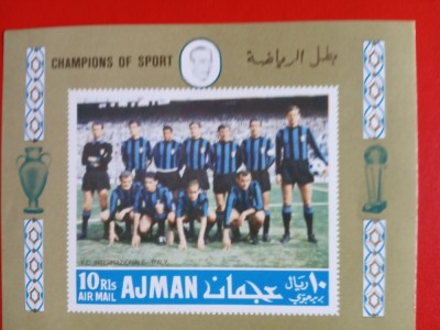 AJMAN, FOTBAL - COLIȚĂ IMPERF. MNH foto