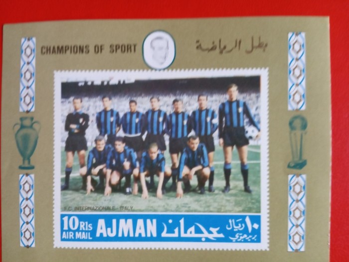 AJMAN, FOTBAL - COLIȚĂ IMPERF. MNH