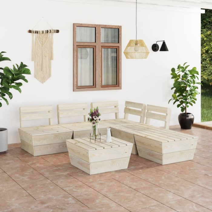 vidaXL Set de mobilier paleți de grădină 6 piese lemn molid tratat 3063721