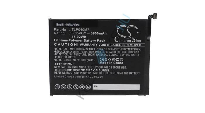 &Icirc;nlocuire baterie tabletă VHBW pentru Alcatel TLP040M1, TLP040M7 - 3900 mAh 3,85 V Li-polimer