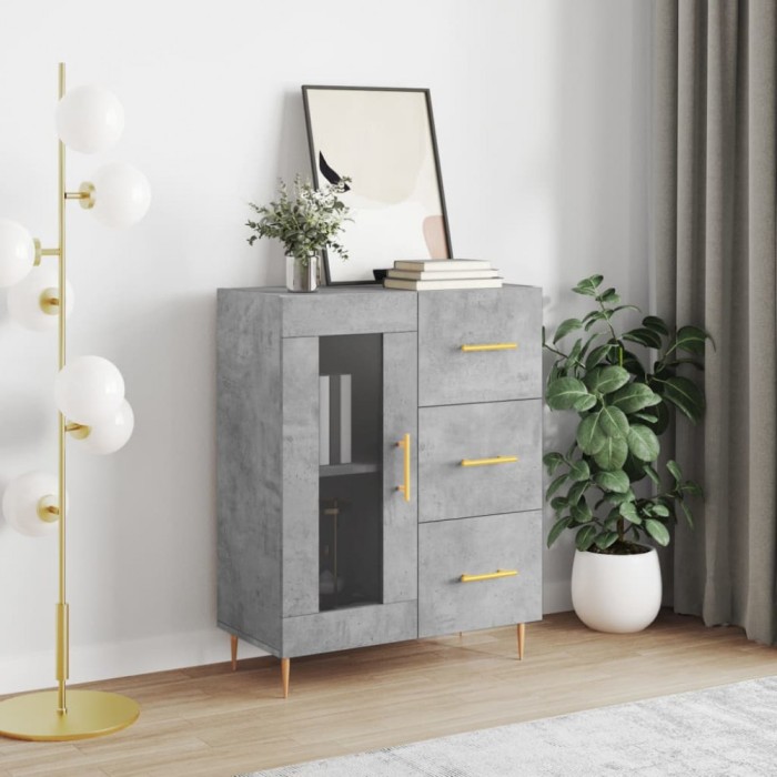 vidaXL Servantă, gri beton, 69,5x34x90 cm, lemn compozit