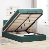 VidaXL Pat otoman cu saltea și LED-uri, verde &icirc;nchis 120x190cm catifea 3312683