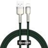 Cablu Date Baseus Cafule Metal USB la Lightning iPhone 2.4A, Incarcare Rapida, 2m, Verde