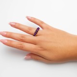 Inel Ametist Natural, pietre mici &icirc;n suport auriu flexibil, reglabil și elegant