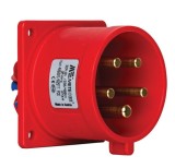 Fisa stecher incastrabil 5 poli 32A 3P+N+PE drept 380V culoare rosie IP44 6h CEE 70x70mm, METE