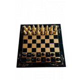 Set sah 50x50cm table joc de dame piese de sah negru