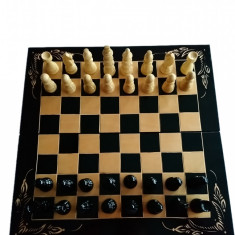 Set sah 50x50cm table joc de dame piese de sah negru