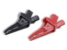 Bornă crocodil 20A neagră și roșie CAL TEST, capacitate prindere max. 24mm, set 2 bucăți