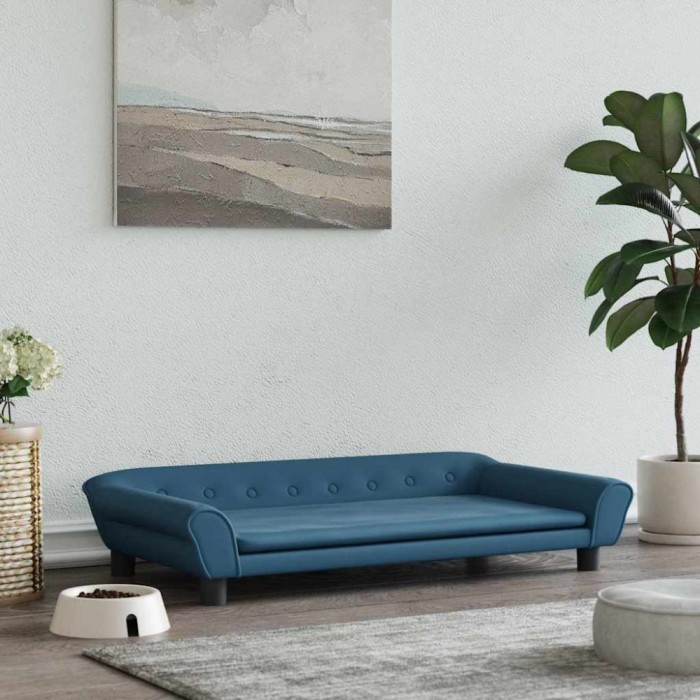 vidaXL Pat de c&acirc;ini, albastru, 100x50x21 cm, catifea