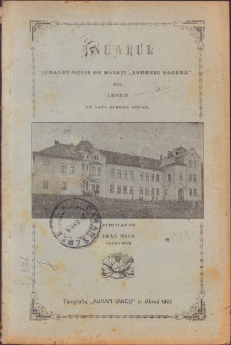 HST C1210 Anuarul Școlii medii de băieți Andrei Șaguna din Abrud 1922