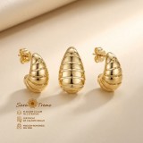 Set Onde d, Oro , cercei E i pandantiv cu design ondulat, placat cu aur 14K