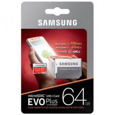 Card de memorie Samsung Micro SD EVO Plus 64GB, Class 10, UHS-I U3 + adaptor SD foto