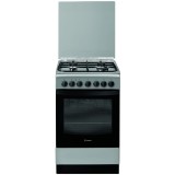 Aragaz combinat Indesit IS5G5PHX/E, 57L, 4 arzatoare pe gaz, aprindere prin scanteie, 5 functii, gratar, ceas digital, clasa energetica A, otel inoxid