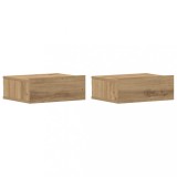 Noptiere plutitoare 2 buc Stejar Artisan Lemn prelucrat, DKD Home Decor