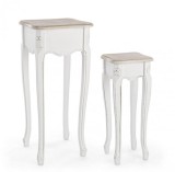 Cumpara ieftin Set 2 masute lemn alb maro Justine 26x26x62 cm, 36x36x80 cm