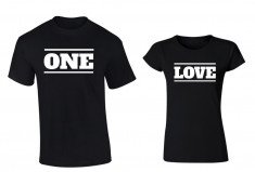 Tricou de cuplu negru ONE LOVE COD P016 foto