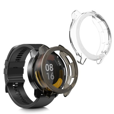 Set 2 Huse pentru Xiaomi Watch S1 Active, Kwmobile, Negru/Transparent, Silicon, 58070.01 foto