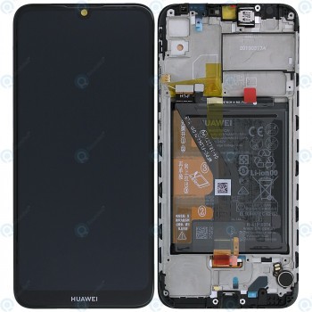 Huawei Y6 2019 (MRD-LX1) Capac frontal al modulului de afișare + LCD + digitizer + baterie negru la miezul nopții 02352LVM foto