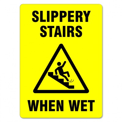 Sign slippery stairs when wet foto