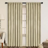 Set draperii din catifea cu rejansa transparenta cu ate pentru galerie, Madison, 200x250 cm, densitate 700 g/ml, Crem, 2 buc