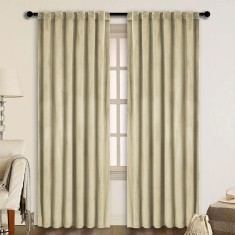 Draperie din catifea cu rejansa transparenta cu ate pentru galerie, Madison, 150x250 cm, densitate 700 g/ml, Crem, 1 buc