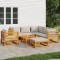 Gossi set mobilier gradina cu perne gri deschis, 8 piese, lemn masiv