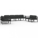 Set mobilier de gradina cu perne, 8 piese, antracit, aluminiu