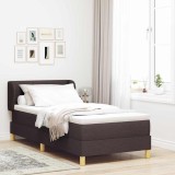 VidaXL Pat cu arcuri și saltea crem 90x200 cm Maro &icirc;nchis 80 x 200 cm