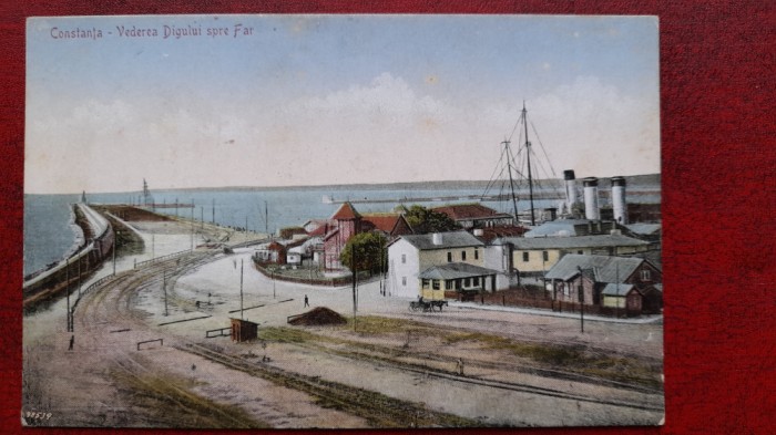 Romania-Constanta-Vedere a digului spre far-C.P.necirc-stare perf. -RARA