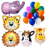 Set 35 baloane animalute 63.5cm, Ropet, petrecere aniversara pentru copii, tema jungle party, zoo, safari