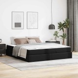 Cumpara ieftin Cadru de pat cu saltea Negru 180 x 200 cm Piele artificială