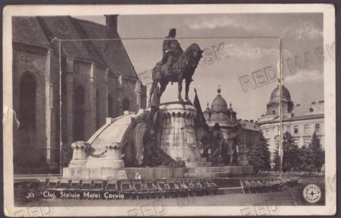 4915 - CLUJ, statue, Matei Corvin, Leporello - old postcard + 10 mini photocards